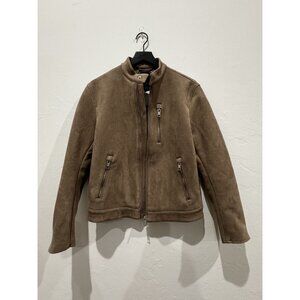 H&M Faux Suede Biker Jacket Men's Brown Size Small NWT